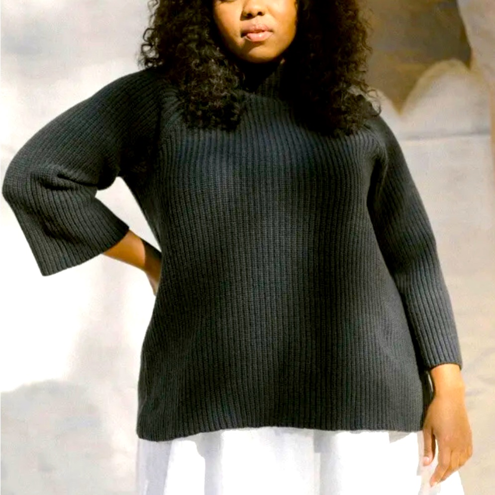 Elizabeth Suzann Raglan Sweater Climate Beneficial Wool Xs Charcoal As New!